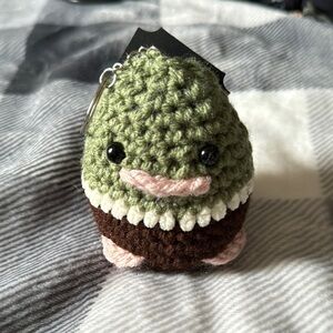 Crocheted Green and Brown Duck Keychain